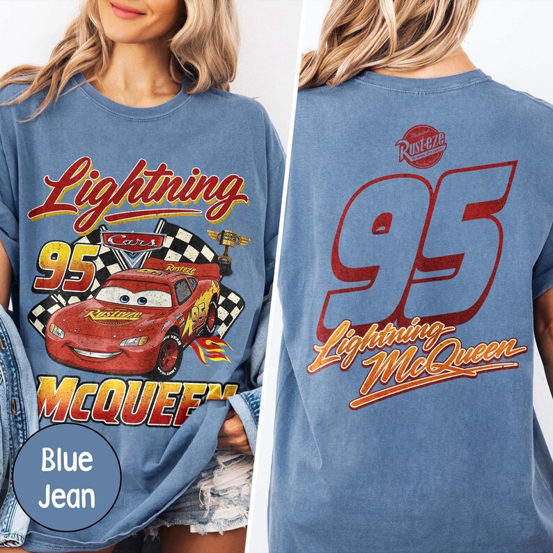 Camiseta retro de Rayo McQueen, camiseta de Disney Cars, camiseta de Disney Pixar Cars, camiseta de Disney Cars Family Vacation 2026, camiseta de Rayo McQueen 95 imagen 3