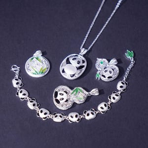 999 Fine Silver Pendant Collection Chinese Intangible Cultural Heritage -  Filigree Inlay Art -Panda |Birthday, Graduation Gift for him/her