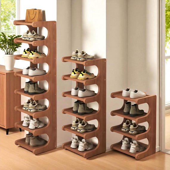 With Doors Tier Bamboo Shoe Storage Cabinet Entryway Shoe Bamboo