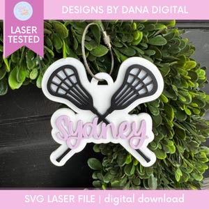 Personalized Lacrosse Bag Tag SVG Custom Name Tag Laser File Lacrosse Backpack Tag for Lacrosse Gift Laser File for Lacrosse Team Gift SVG