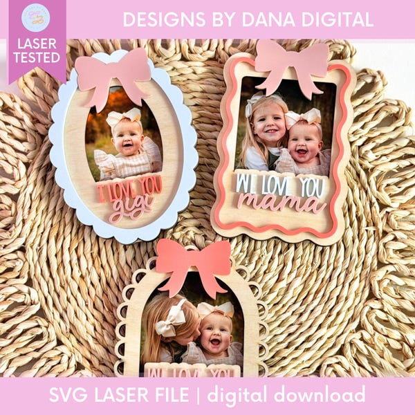Moederdag Frame Collection SVG-fotolijstmagneet met strik