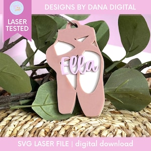 Etichetta per borsa da ballo personalizzata in formato SVG, etichetta con nome personalizzato, file tagliato al laser per etichetta zaino da danza, file regalo ballerina per principianti, regalo per squadra di danza in formato SVG