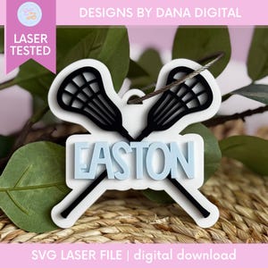 Etiqueta de bolsa de lacrosse personalizada SVG, etiqueta de nombre personalizada, archivo láser, etiqueta de mochila de lacrosse para regalo de lacrosse, archivo láser para regalo de equipo de lacrosse SVG