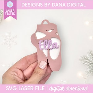 Ballet Ornament SVG Ballet Shoe Custom Ornament File for Dancer Personalized Ballerina Ornament Keepsake Gift Laser File Dance Team Gift