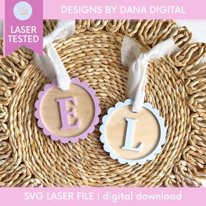 Monogram Bag Tag SVG for Custom Name Tag Laser Cut File for Backpack Tag SVG File for Luggage Tag SVG Bogg Bag Tag Gift for Her