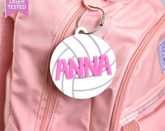 Etichetta per borsa da pallavolo SVG Etichetta con nome personalizzata File laser per etichetta zaino da pallavolo Regalo per squadra di pallavolo Regalo bagaglio Etichetta con nome personalizzata
