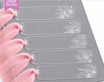 Flower Bookmark SVG Custom Gift for Her Acrylic Bookmark SVG Gift Bookmark Template Floral Laser File Botanical Line Drawing of Wildflowers