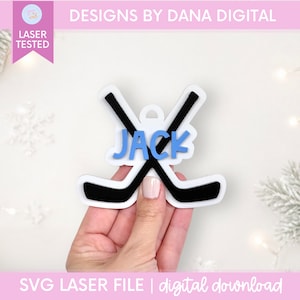 Hockey Ornament SVG Personalisierte Laser Datei Hockey Weihnachtsverzierung Hockey-Team Geschenk Trainer Wertschätzung Benutzerdefinierte Ornament für Hockeyspieler