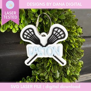 Personalized Lacrosse Bag Tag SVG Custom Name Tag Laser File Lacrosse Backpack Tag for Lacrosse Gift Laser File for Lacrosse Team Gift SVG