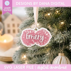 Pom Pom Ornament SVG Personalized Laser File Cheer Christmas Ornament Cheer Team Gift Coach Appreciation Custom Ornament for Girl Dancer