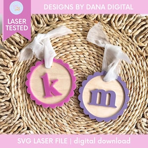Monogram Bag Tag SVG for Custom Name Tag Laser Cut File for Backpack Tag SVG File for Luggage Tag SVG Bogg Bag Tag Gift for Her