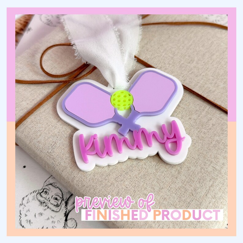 Pickleball SVG Cutting File Design Laser Tested Pattern Ornament Tag Backpack Charm Template Glowforge Xtool Compatible Format Personalized Tournament Gift Custom Player Keepsake Craft Template Digital Download Small Business Product Team