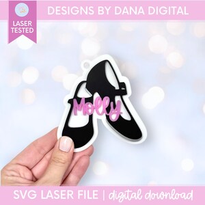 Tap Bag Tag SVG Custom Name Tag Laser File for Dance Backpack Tag Recital Gift for Dance Studio Name Tag for Luggage Personalized Tap Gift