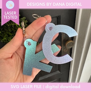 Letter Keychain SVG for Custom Name Keychain Laser Cut File for Backpack Keychain SVG File Luggage Tag SVG Monogram Keychain Kid&#39;s Backpack
