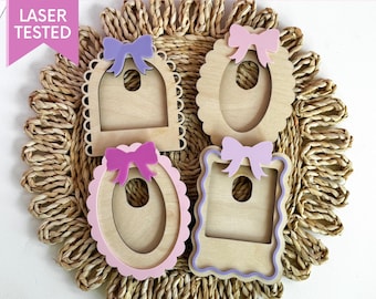 Colección de marcos de lazo para el Día de la Madre, regalo SVG para mamá, marco de fotos cortado con láser, regalo SVG para abuela, regalo SVG para suegra, marco de fotos magnético