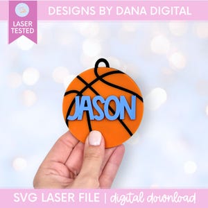 Basketball Bag Tag SVG Custom Name Tag Laser File for Basketball Backpack Tag Gift for Basketball Team Gift Luggage Personalized Name Tag