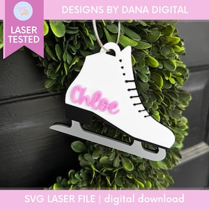 Personalized Figure Skating Bag Tag SVG for Custom Name Tag Laser File for Ice Skate Backpack Tag for Figure Skater Gift for Figure Skater
