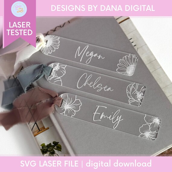 Birth Month Flower Bookmark SVG Gift for Mom Acrylic Bookmark SVG Bridesmaid Gift SVG Custom Gift for Mother's Day Gift Bookmark Laser File