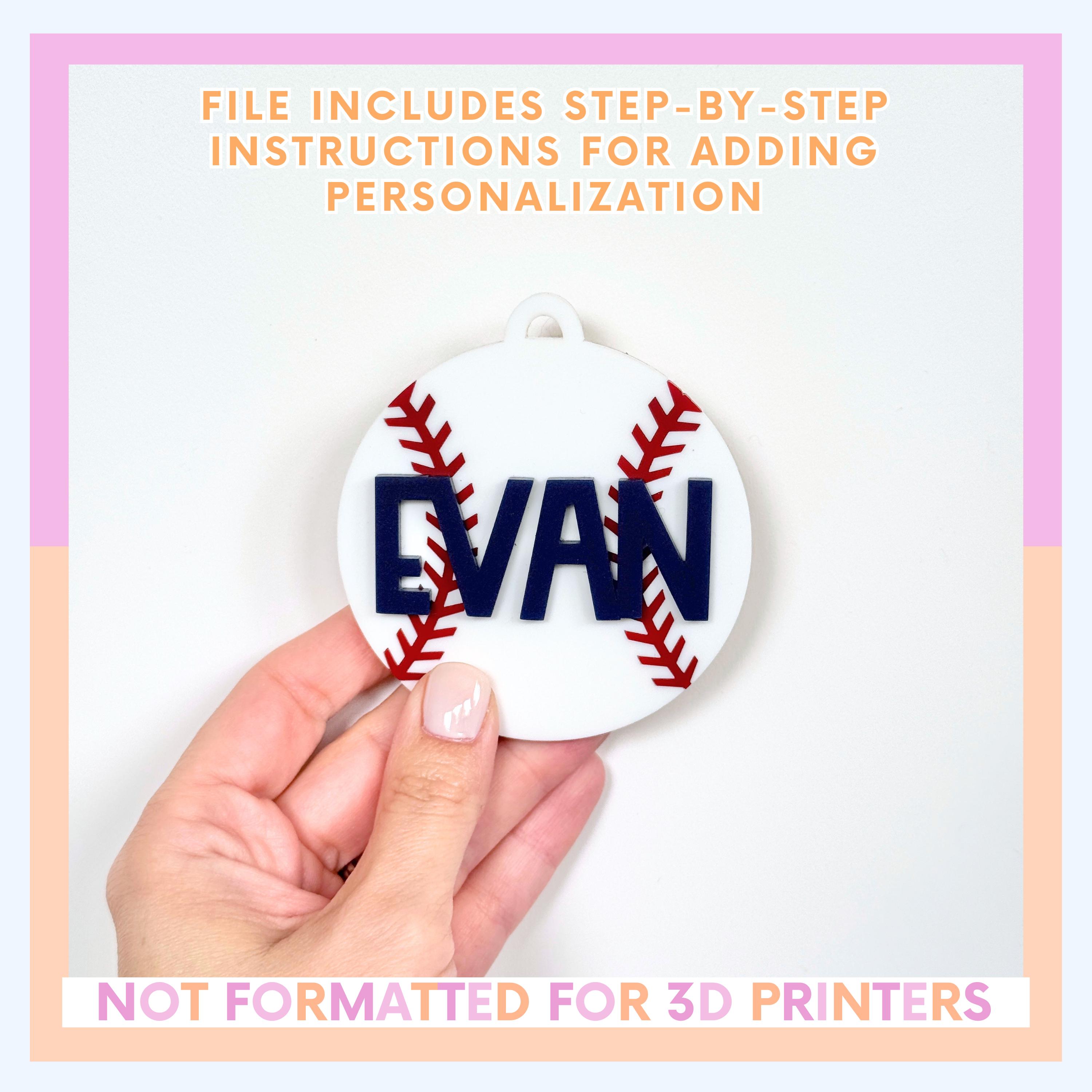 Baseball Bag Tag SVG Custom Name Tag Laser File for Baseball Backpack ...