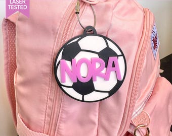 Soccer Bag Tag SVG Custom Name Tag Laser Cut File for Soccer Backpack Tag Gift for Soccer Team Name Tag for Luggage Personalized Team Gift