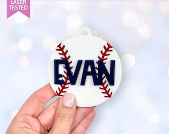 Etiqueta para bolsa de béisbol SVG, etiqueta con nombre personalizada, archivo láser para mochila de béisbol, etiqueta de regalo para equipo de béisbol, etiqueta con nombre para equipaje, regalo personalizado del equipo
