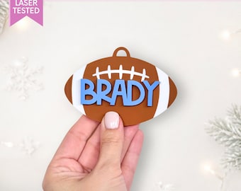 Football Ornament SVG Personalized Laser File Football Christmas Ornament Football Team Gift Coach Appreciation Custom Ornament for Boy