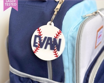Etichetta per borsa da baseball SVG Etichetta con nome personalizzata File laser per etichetta zaino da baseball Regalo per etichetta con nome della squadra di baseball per bagaglio Regalo personalizzato della squadra