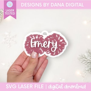 Pom Pom Ornament SVG Personalized Laser File Cheer Christmas Ornament Cheer Team Gift Coach Appreciation Custom Ornament for Girl Dancer