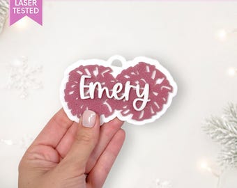 Pom Pom Ornament SVG Personalized Laser File Cheer Christmas Ornament Cheer Team Gift Coach Appreciation Custom Ornament for Girl Dancer