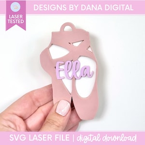 Ballet Bag Tag SVG Custom Name Tag Laser Cut File for Dance Backpack Tag Ballerina Gift File for Beginners Dance Team Gift SVG