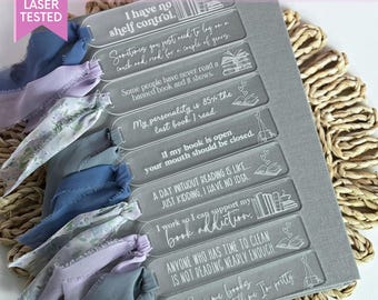 Marcapáginas SVG para lectores, regalo para amantes de los libros, marcapáginas SVG con juegos de palabras sobre lectura, regalo para ella, regalo literario para cumpleaños, marcapáginas personalizado grabado con láser.