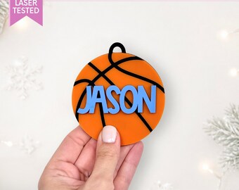 Basketball Ornament SVG Personalized Laser File Christmas Ornament Basketball Team Gift Coach Appreciation Custom Ornament for Boy or Girl