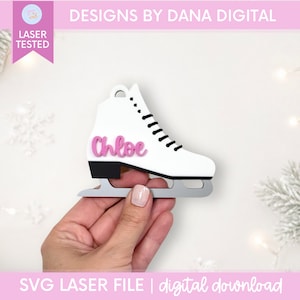 Figure Skating Ornament SVG Personalized Laser File Ice Skating Christmas Ornament Skating Team Gift Coach Appreciation Custom Ornament Girl