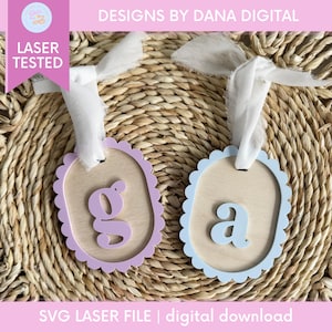 Monogram Bag Tag SVG for Custom Name Tag Laser Cut File for Backpack Tag SVG File for Luggage Tag SVG Bogg Bag Tag Gift for Her