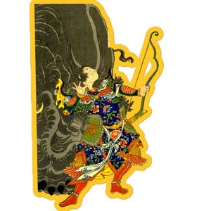 Ukiyoe Ninja/Samurai Syobu "将武" Pegatina sin burbujas, 和漢百物語, Yoshitoshi Tukioka, impresiones de arte japonés, ukiyoe, Japan Lovers