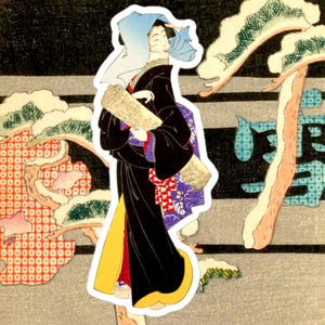 Ukiyoe kimono kobieta Tsuji no kimi Hitotose „辻君 一とせ” naklejka bez bąbelków, 月百姿, Yoshitoshi Tukioka, grafiki japońskie, miłośnicy Japonii
