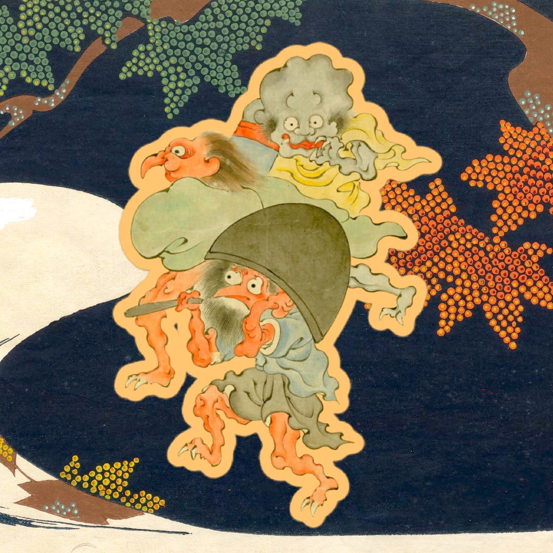 Ukiyoe Night Parade of One Hundred Demons Picture Scroll "3 Monsters ...