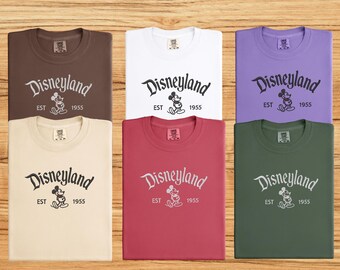 Camiseta vintage de Disneyland con Mickey Mouse bordado / Colores cómodos