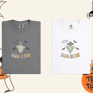 Boo Haw Embroidered Shirt, Halloween Cowboy Ghost Shirt, Western Spooky Shirt, Fall Comfort Colors Tee, Country Cowgirl Halloween