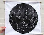 Custom Listing for Jessica. Constellation Wall Hanging. 20x20 Large Woodblock Print. Pick any color.