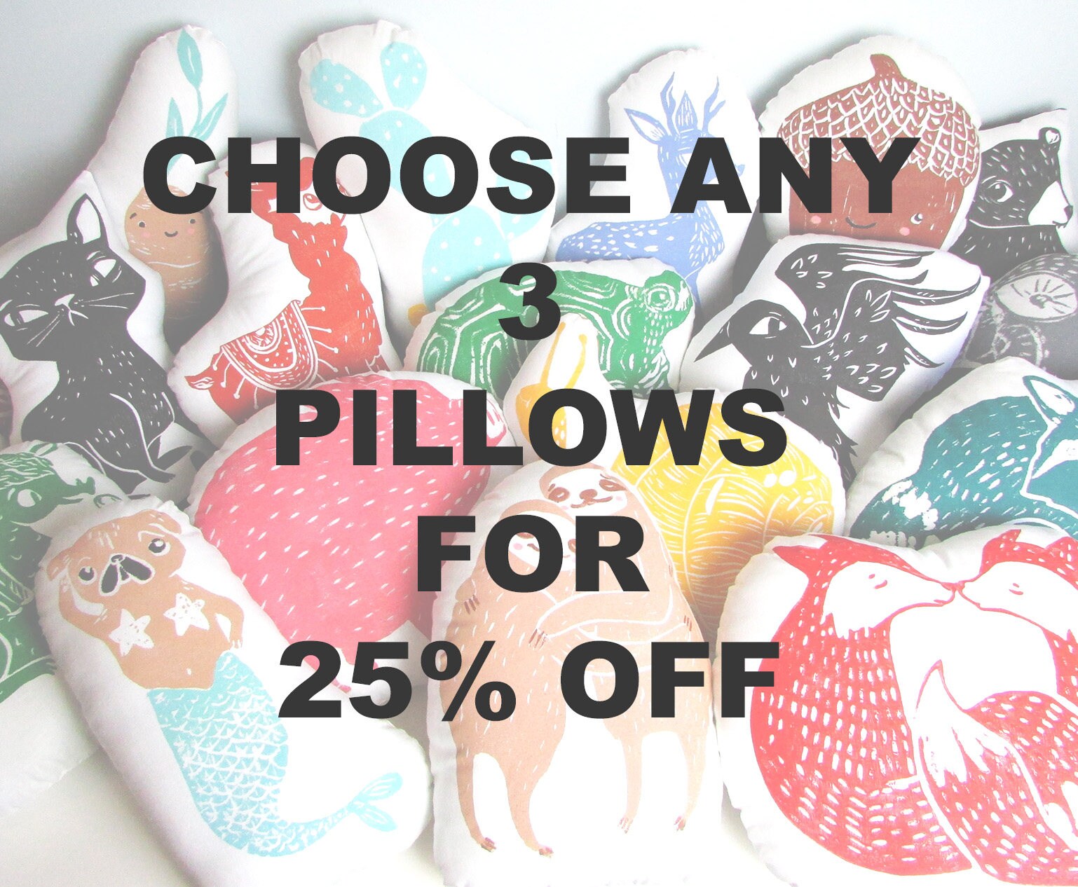 SALE 25% OFF. You pick any 3 Hand Block Printed Pillows.