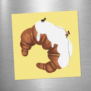 Mount Croissant Fridge Magnet: Rock Climber & Goat Illustration
