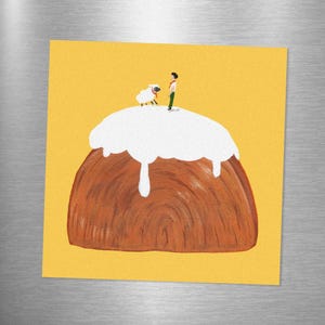 Mount Croissant Magnet: Playful Fridge Decor with Sheep