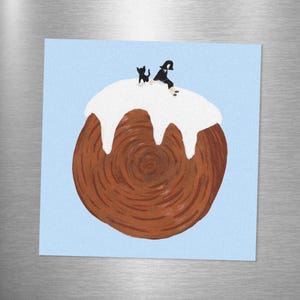 Mount Croissant Fridge Magnet: Goth Hiker & Cat Art