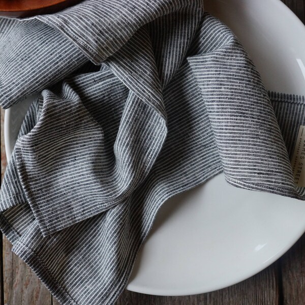 GRAY PINSTRIPES organic cloth napkins