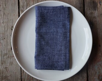 DENIM CHAMBRAY organic cloth napkins, organic cotton and hemp, set of 4, modern, everyday napkins, eco friendly napkins