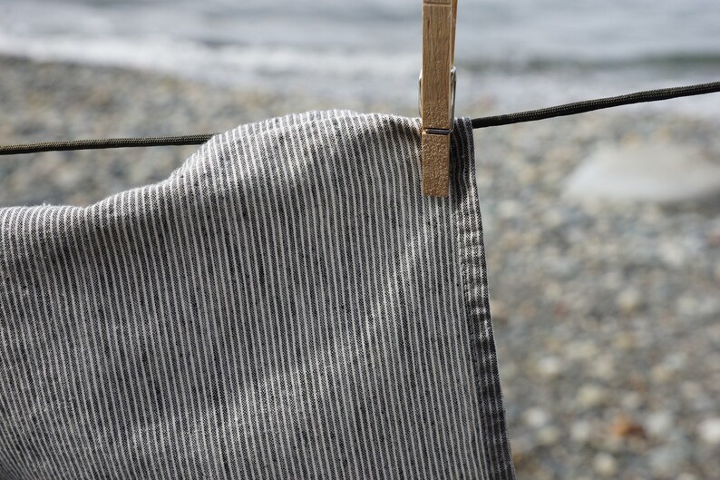 GRAY PINSTRIPES cloth napkins, organic cotton and hemp, set of 4, modern everyday, eco friendly napkins, table linens, made in Washington image 7