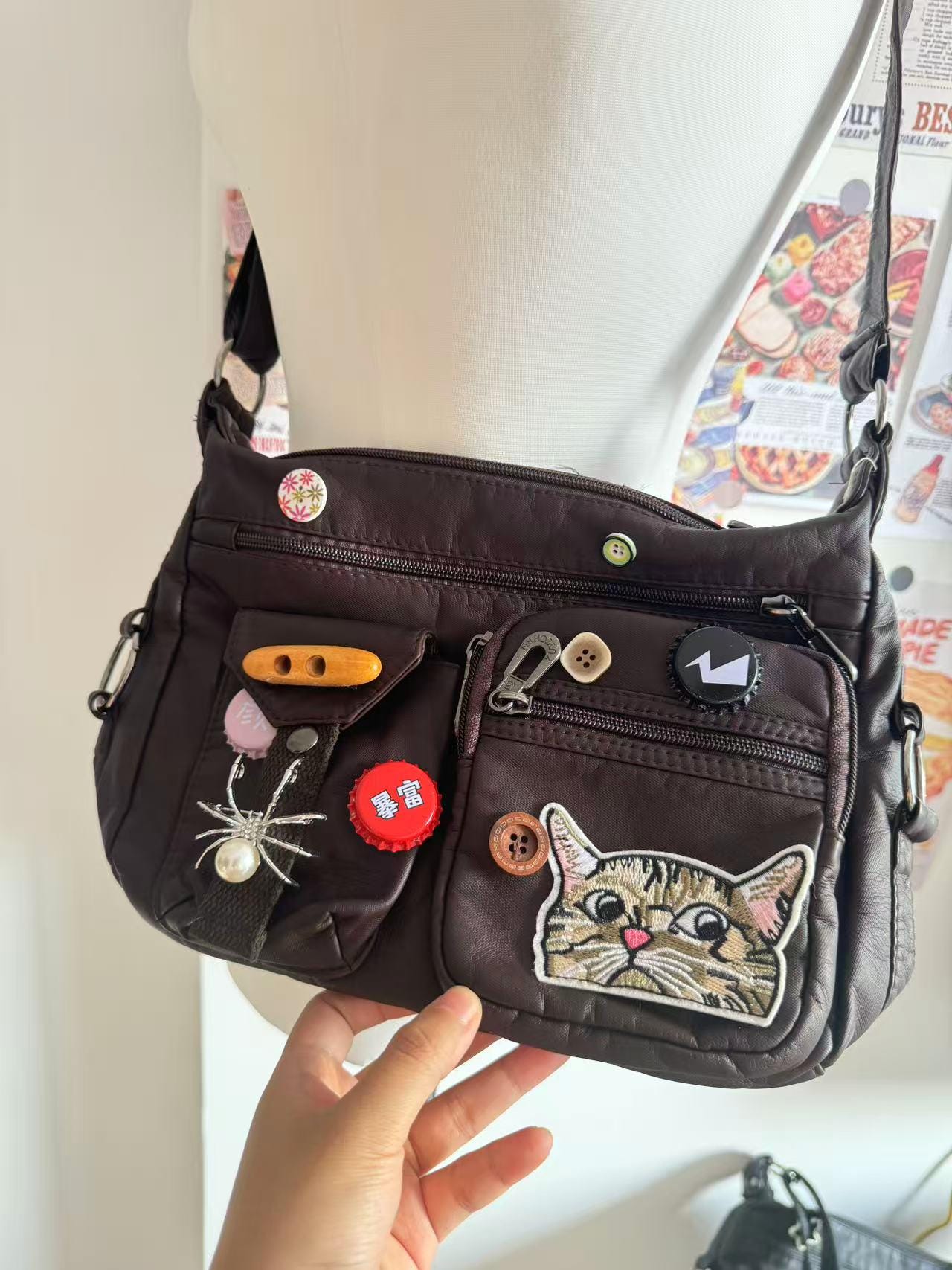 Y2K Bottle Cap Crossbody Bag: Colorful Punk Goth Shoulder