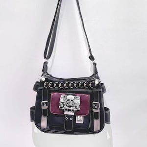 Sac à bandoulière unique en métal punk sac messager tendance sac bandoulière sac à bandoulière quotidien sac d'école cadeau sac messager goth pour femme homme