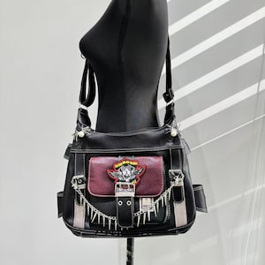 Sac bandoulière punk unique Y2k sac messager tendance sac bandoulière sac à bandoulière quotidien sac d'école sac au choix cadeau sac messager unisexe